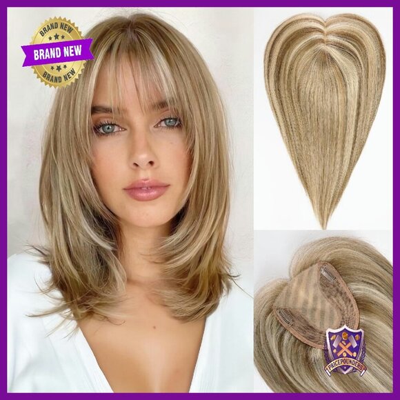 Human Hair Topper 5x5.5 Inch Base 14 Inch Length With Bangs main image 6